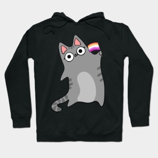 Lesbian Pride Flag Kawaii Cat Gay Cute chibi Tabby Kitty Hoodie